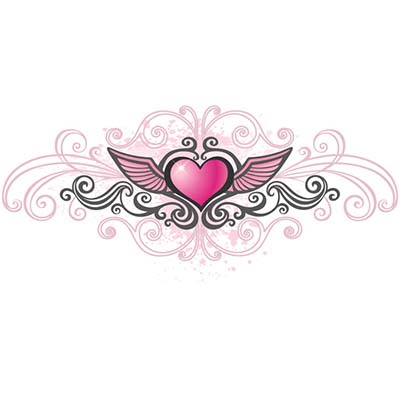 Pink heart Design Water Transfer Temporary Tattoo(fake Tattoo) Stickers NO.11297